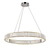 Lustre en Cristal à Anneau de Luxe à LED, Lustre Circulaire Simple, Lampe de Salon, Lampe Duplex, Lampe de Salle à Manger, Lampe de Villa, Lampe Design.-Argent 50 cm