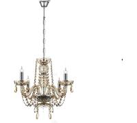 Lustre en cristal, ampoules, chaîne réglable, design élégant, 4 bras Cognac