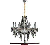 Lustre en cristal, ampoules, chaîne réglable, design élégant, 8 branches Cognac1