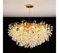 Lustre En Cristal Avec Branches D'arbres, Luminaire Suspendu Moderne De Luxe Doré De 100 Cm, Forme Ronde En Forme De Goutte D'eau, 14 Lumières, Pour Salle À Manger, Chambre À Coucher, Salon, Entrée