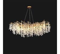 Lustre En Cristal Avec Branches D'arbres, Luminaire Suspendu Moderne De Luxe En Forme De Goutte D'eau, Luminaire Suspendu En Cristal Pour Salle À Manger, Chambre À Coucher, Salon,Rectangular L39.4"