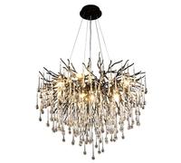 Lustre en cristal contemporain noir, suspension de plafond moderne, éclairage suspendu en forme de branche d'arbre givrée, luminaire pour salle à manger, salon, chambre à coucher, entrée, D6