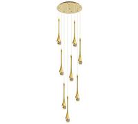 Lustre en Cristal de 20 cm de Haut, Suspension LED 3CCT à intensité Variable, Style Goutte de Pluie, Spirale, pour Plafond Haut, idéal pour Salon, Hall d'entrée, escalier.