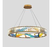 Lustre en cristal de cercle moderne, lustre en émail de luxe léger, lampe en cristal de cercle de titane, pour salon chambre principale bar salle à manger lampes et lanternes de salon de thé,Ovale