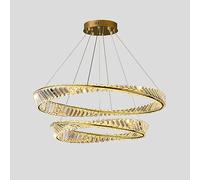 Lustre en Cristal de Luxe à lumière dorée à LED, Lampe Circulaire Simple, créative pour Les Lampes et lanternes de Salle à Manger de la Chambre Principale du Salon,d'or,40+60om