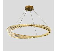 Lustre en Cristal de Luxe à lumière dorée LED, Lampe Circulaire Simple, créative pour Les Lampes et lanternes de Salle à Manger de la Chambre Principale du Salon, doré, 80 cm