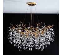 Lustre en cristal de luxe doré, éclairage de plafond rond moderne, luminaire suspendu en forme de branche d'arbre en cristal pour salle à manger, cuisine, île, chambre à coucher, salon, diamètre