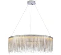 Lustre en Cristal de Luxe Moderne avec chaîne à Pampilles et Bande métallique, Lampe Suspendue à LED à intensité Variable et réglable