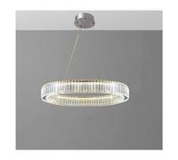 Lustre en Cristal de Luxe Moderne, éclairage LED argenté pour Salon, Salle à Manger, Chambre à Coucher (Cercle 40 cm)