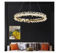 Lustre en Cristal de Luxe Nordic Light, Lampe Suspendue Moderne et Minimaliste pour Restaurant, Style rétro, Circulaire, pour Salon (40 cm, 3 Couleurs interchangeables)
