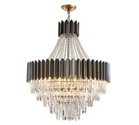 Lustre en Cristal de Luxe pour Salle à Manger, Moderne, à 5 Niveaux, en Forme de Goutte d'eau, luminaire décoratif d'intérieur, Lustre doré, 11 lumières (Noir)
