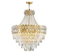 Lustre en Cristal de Luxe pour Salle à Manger, Moderne, à 5 Niveaux, en Forme de Goutte d'eau, luminaire décoratif d'intérieur, Lustre doré, 11 lumières (doré)