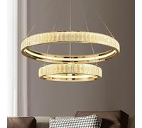 Lustre en Cristal de Luxe Simple et créatif, Lustre en Anneau, éclairage de Salon, Salle à Manger, Chambre à Coucher, 60 + 40 cm