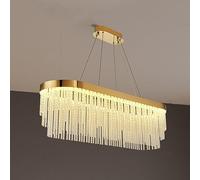 Lustre en Cristal de Luxe Simple, lumière de chaîne en Cristal créative, Lustre Rond Moderne, pour Salon Salle à Manger Chambre à Coucher, Ovale 80 cm