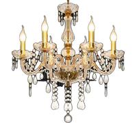 Lustre en cristal, design moderne, atmosphère élégante, lustre en or à 6 branches