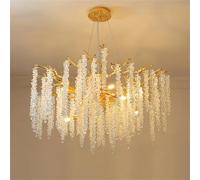 Lustre en Cristal doré à Branches d'arbre, luminaires Modernes pour Salle à Manger, Suspension en Cristal à Branches d'arbre de Luxe D80cm avec penden