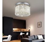 Lustre En Cristal Lampe De Plafond Cristaux Verre Blanc Neutre LED D 37Cm