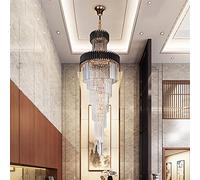 Lustre en cristal moderne de luxe compatible avec l'escalier Long loft Black Cristal Lightture Villa Lobby salon Decor Hang Lighting, Chandelier