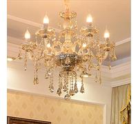 Lustre en Cristal Moderne décoration Lumineuse éclairage intérieur Pendentif Lustre Chambre lumières Plafond Lampe en Cristal Champagne (Couleur de l'abat-Jour : 8 lumières) (6 lumières)