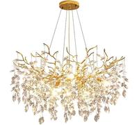 Lustre en cristal moderne doré, lustres en cristal de luxe, luminaire réglable en aluminium, branche d'arbre en cristal, lustre pour salle à manger, salon, chambre à coucher, salle de bain, foyer