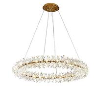 Lustre en Cristal Moderne, éclairage de Plafond Rond en Cristal, plafonnier Suspendu pour Salon, Chambre à Coucher, allée, Couloir, cuivre 40 cm (15,75 Pouces) Vision du Jour de commémoration