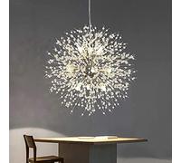 Lustre en cristal moderne, lustre pyrotechnique de pissenlit, lustre décoratif pour salon, salle à manger, chambre à coucher, cuisine (argent, 9)