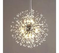 Lustre en cristal moderne, lustre pyrotechnique de pissenlit, lustre décoratif pour salon, salle à manger, chambre à coucher, cuisine (argent, 8)