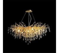 Lustre en Cristal Moderne, Lustres en Or, Lustre De Branche D’Arbre Givrée, Haut Plafond, Suspensions sur L’îlot De Table, Luminaire Suspendu pour Salle à Manger, Salon, Rectangular 120cm