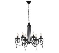 vidaXL Lustre en cristal plafonnier 240689 6 feux Noir