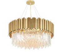 Lustre En Cristal Plafonniers LED Postmoderne Rond Lustres En Acier Inoxydable Doré Plafonnier éclairage Lustre Suspendu Lustre Suspension Luminaire Lampen Pour Salle à Manger(Size:80cm,Color:or)