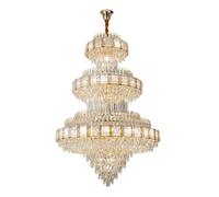 Lustre en cristal post-moderne pour loft duplex et villa salon élégant éclairage européen lampe d'escalier (D150CM H220CM) - Décoration d'intérieur élégante