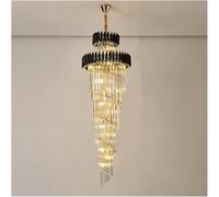 Lustre en Cristal pour escalier, éclairage Moderne à LED, luminaires Suspendus pour Salle à Manger, Salon, Couleur Or et Noir