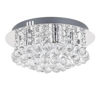 Lustre en Cristal Rond Moderne, lustre en cristal à encastrer moderne,Plafonniers élégants en Gouttes de Verre Clair à 4 Lumières