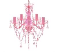 Lustre en cristal rose classique plafonnier 5 feux lampe luminaire 240310