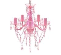 Lustre en cristal rose classique plafonnier 5 feux lampe luminaire 240310