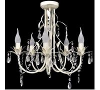 vidaXL Lustre plafonnier 240687 en cristal – 5 feux transparent Blanc G