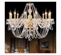 Lustre en Cristal Vintage Villa Cristal Plafond Pendentif Luminaires Éclairage Moderne De Luxe Luminaire pour Salon Salle À Manger Chambre, Or, Suspension Moderne(6 Arm Lights)
