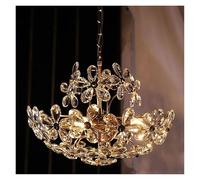 Lustre en cuivre à Fleurs en Cristal Vintage français américain médiéval Salon Chambre Lampe Suspendue Romantique, éclairage Moderne