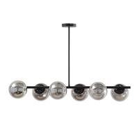 Lustre en métal - 6 globes en verre fumé - L. 98 cm - Noir - YUKON