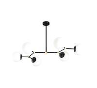 Lustre en métal - 6 globes - L. 100 x H. 52 cm - Noir et blanc - DAMAR