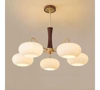 Lustre en Noyer de Style crème entièrement en cuivre, Lampe Kaki rétro Nordique, Lustre Moderne du Milieu du siècle, décoration d'intérieur Rustique, luminaire Suspendu en Laiton Antique,B,5 têtes