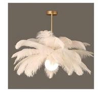 Lustre en plumes moderne, lustre blanc, suspension avec abat-jour verre, compatible chambre de fille,lumières suspendues