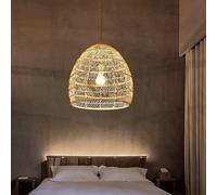 Lustre en rotin, éclairage Suspendu, Style rétro, pour Salon de thé, luminaire Suspendu tissé, pour Restaurant