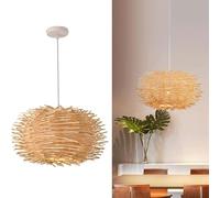 Lustre en rotin tissé créatif et Unique, Style nid d'oiseau, idéal pour Un Salon de thé ou Un Restaurant, Beige