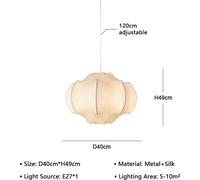 Lustre en soie de style japonais Wabi Sabi, Pas d'ampoule(E27), D40cm