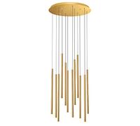 Lustre en spirale moderne avec hauteur réglable pour îlot de cuisine, grappe de suspension LED pour loft, bar, escaliers à tube long, luminaire suspendu 12 lumières couleur or, idéal pour le hall ou