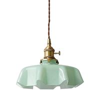 Lustre en Verre coloré à Fleurs, Suspension Simple en Verre rétro, Lampe Suspendue en Laiton à tête Unique, luminaire décoratif d'intérieur pour Chambre à Coucher, Salon, Chambre d'enfant