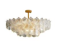 Lustre en Verre de Style Coquillage, Salon, Villa, Salon, Lustre à LED en Verre avec Grande Lampe Suspendue à LED en Verre (Couleur : Transparent, Taille : Rond 80 cm, 3 Couches) Made in China