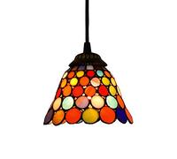 Lustre en verre de style Tiffany 15,2 cm, petite lampe à suspension de style Tiffany à pois de couleur, luminaire suspendu au plafond, abat-jour pour salle à manger, cuisine, îlot, chambre à coucher,