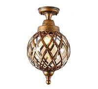 Lustre étanche pour Jardin extérieur européen Victorien rétro en métal Vintage Boule Industrielle Suspendue Globe Lanterne en Verre Villa pavillon Cour terrasse Porche plafonnier Lampe E2 fabriqué